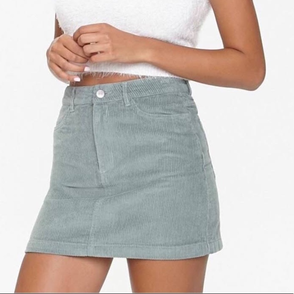 Mint Green Corduroy Pencil Skirt